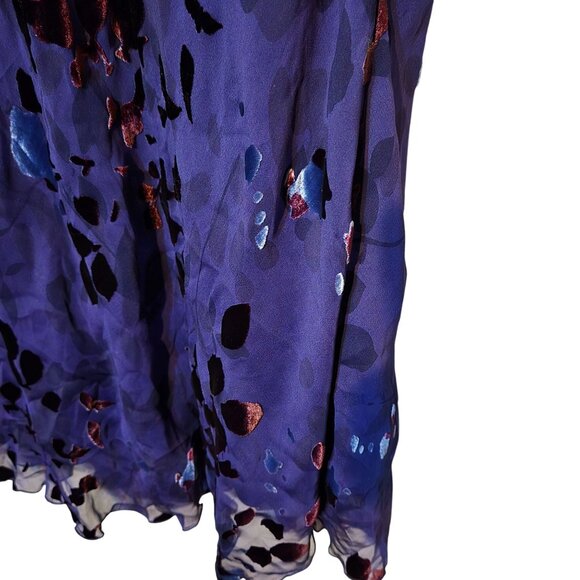 Babydoll Witchy Whimsigoth Purple/burgundy/blue Maxi Dress Velvet Floral Size 6 - Picture 7 of 9
